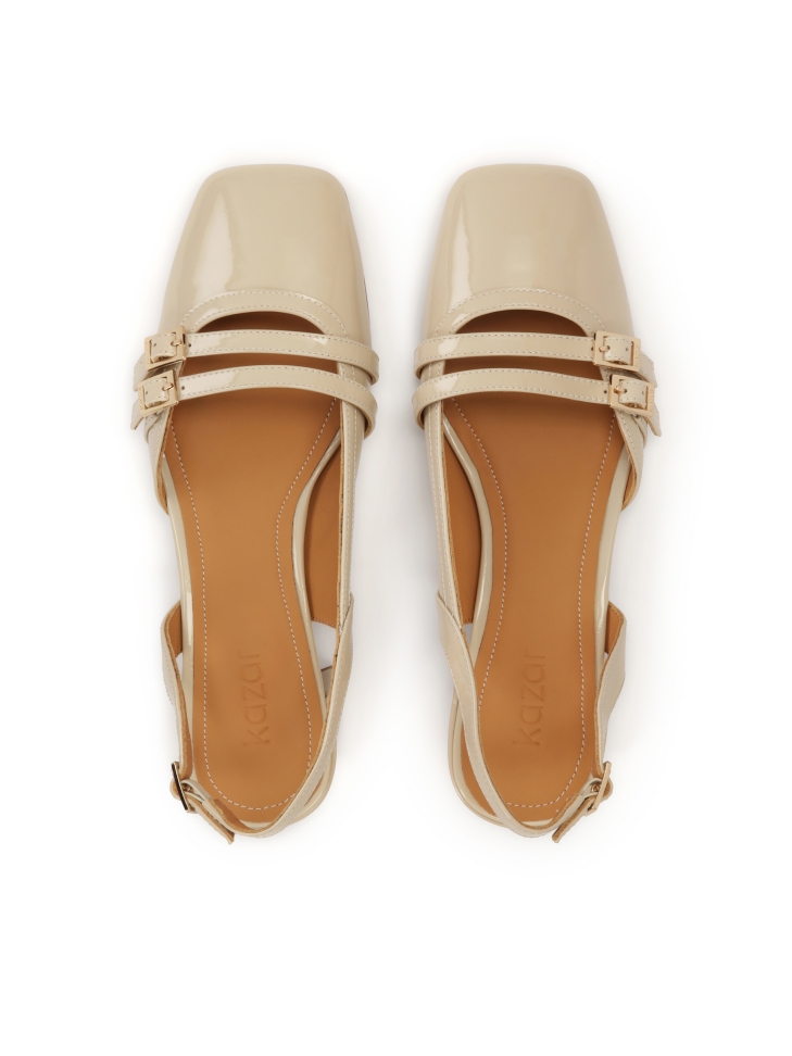 Décolleté in vernice beige con tomaia cut-out MELODY