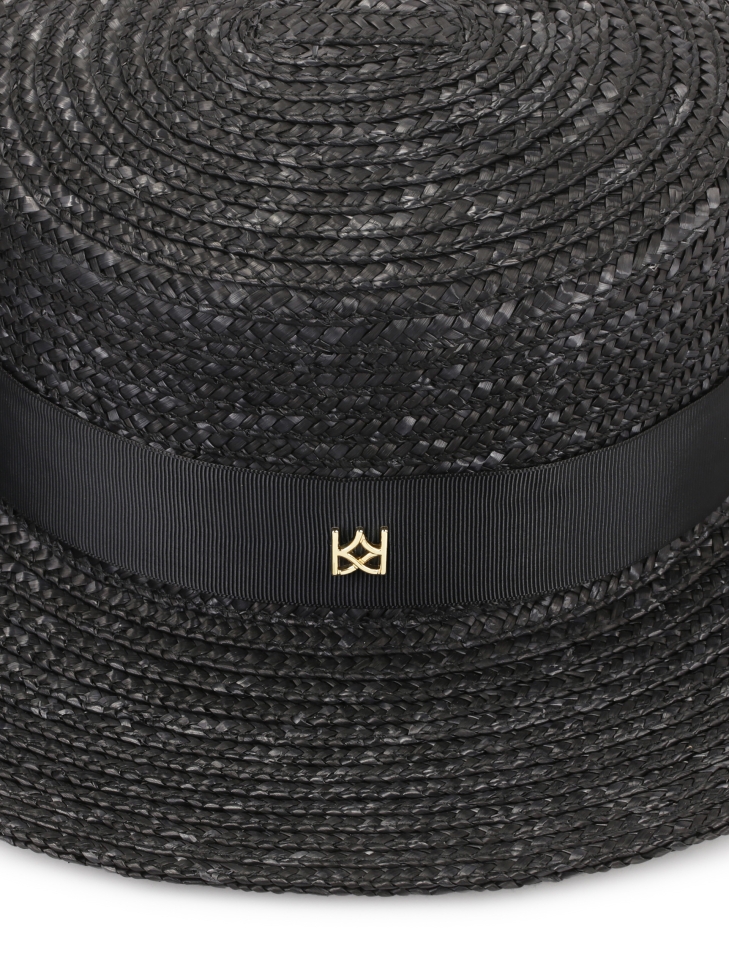 Cappello di paglia nero con nastro NANI