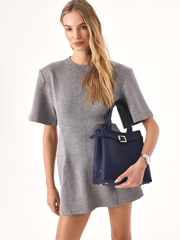 Borsetta blu navy con impugnature e tracolla LAURIE