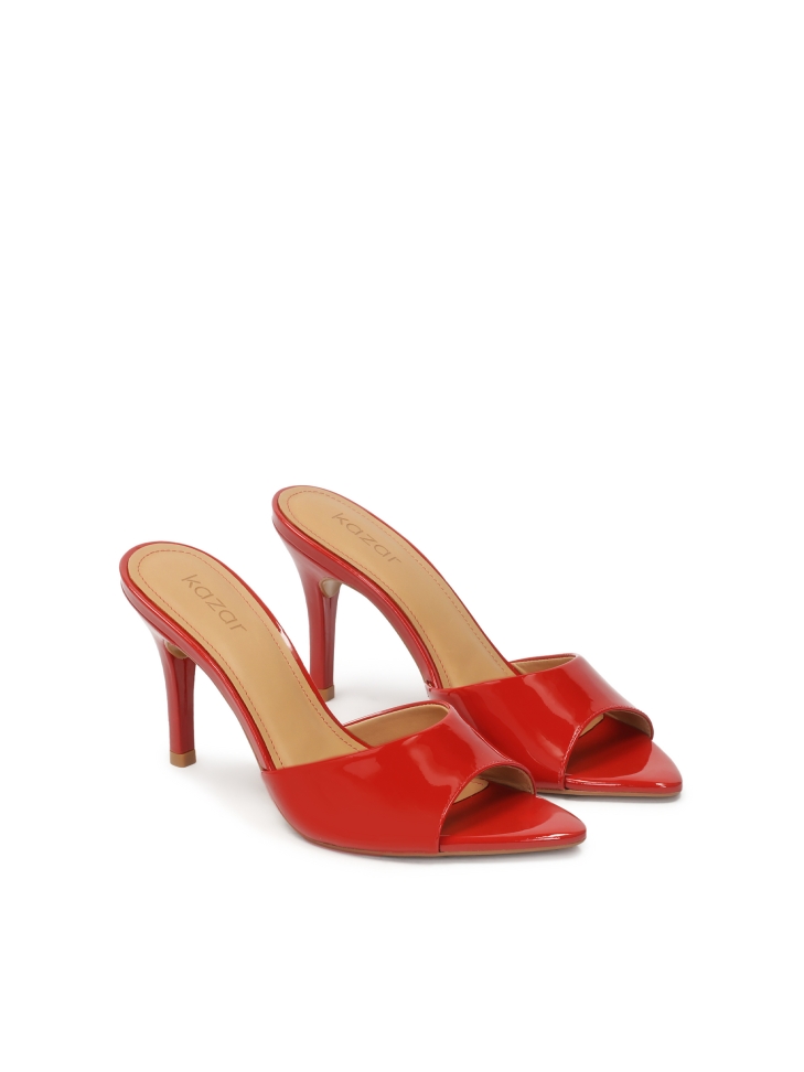 Mules con tacco in vernice rossa KIMBERLEY