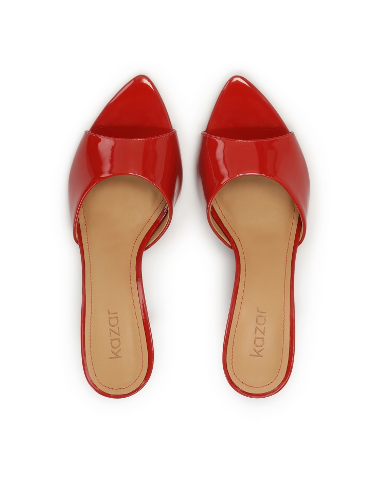 Mules con tacco in vernice rossa KIMBERLEY