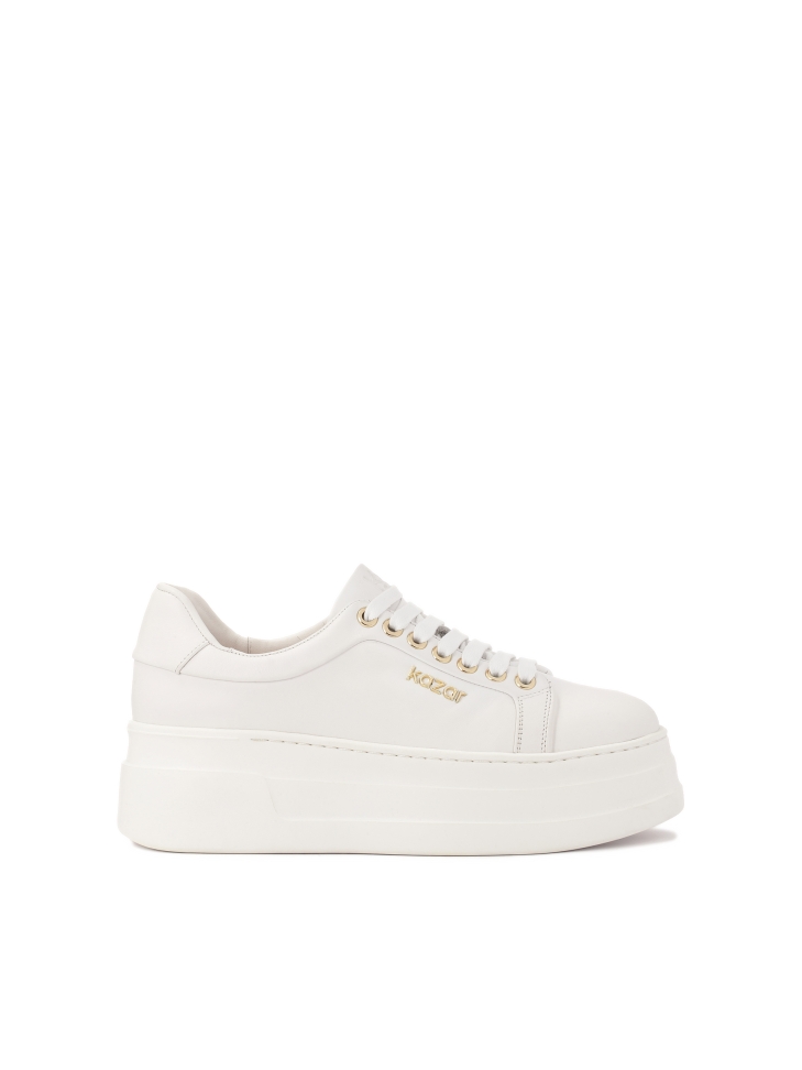 Sneakers in pelle bianca con suola spessa NERIS