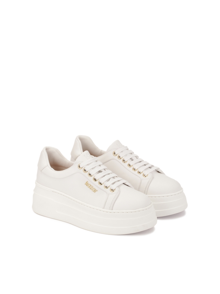 Sneakers in pelle bianca con suola spessa NERIS