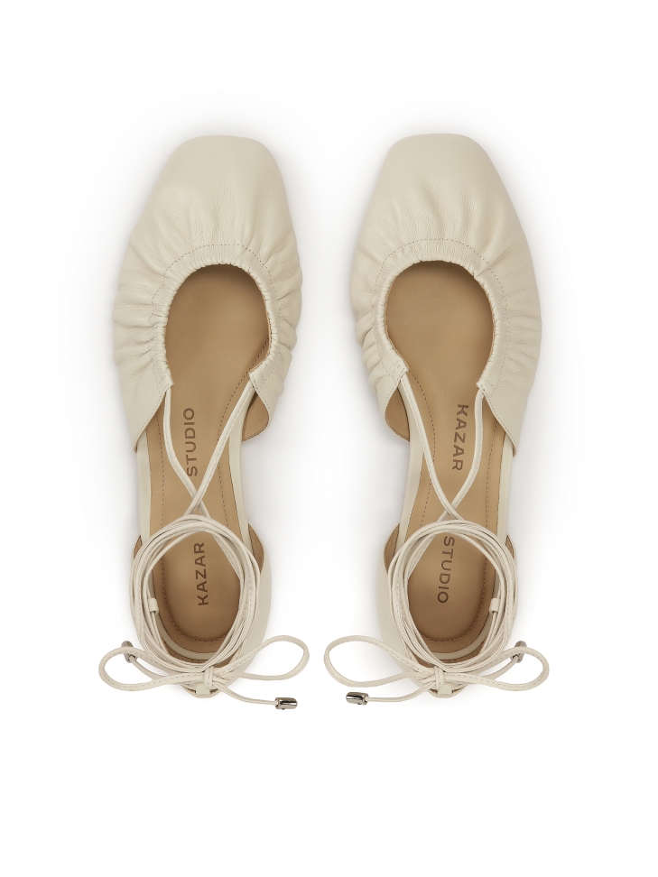 Ballerine color crema con tomaia ritagliata KS SOLEIL