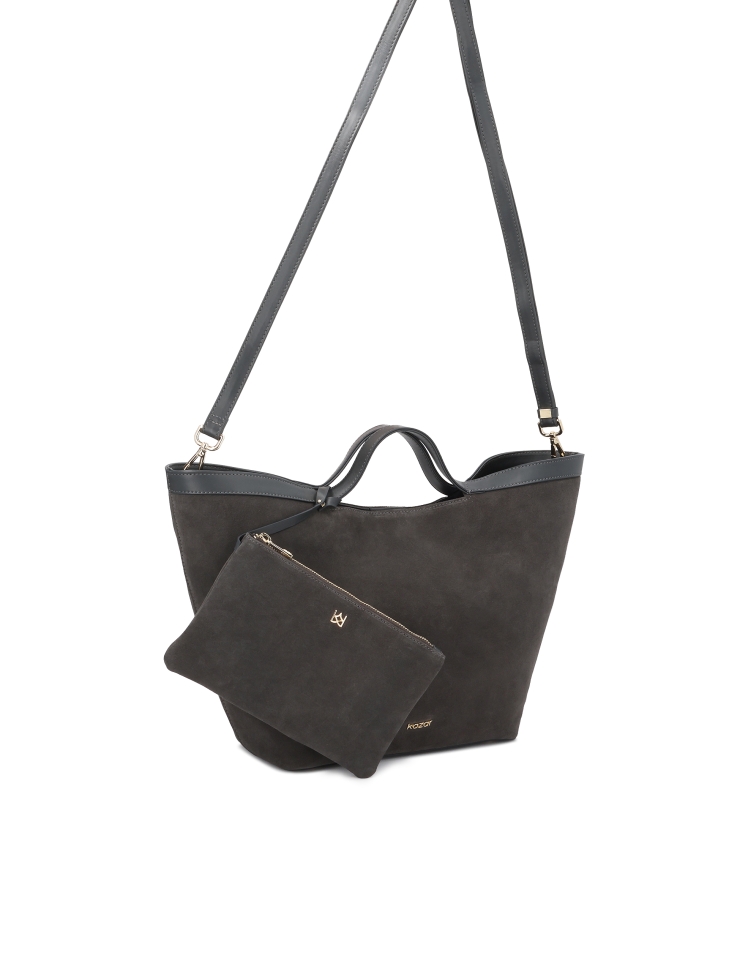 Borsa grande realizzata in una combinazione di pelle scamosciata e pelle naturale RILEY