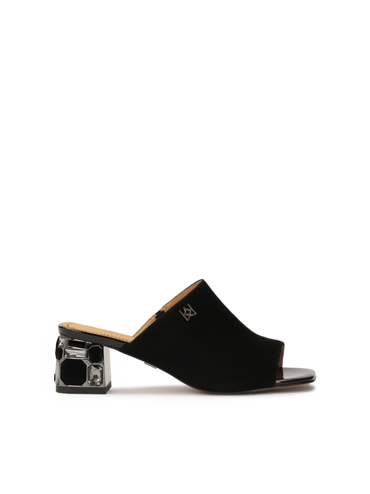 Mules nere con strass sul tallone  FINA