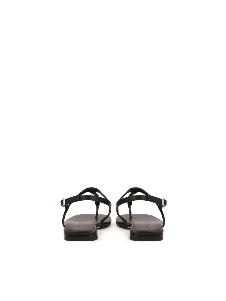 Sandali in pelle nera con punta quadrata KS MURIEL