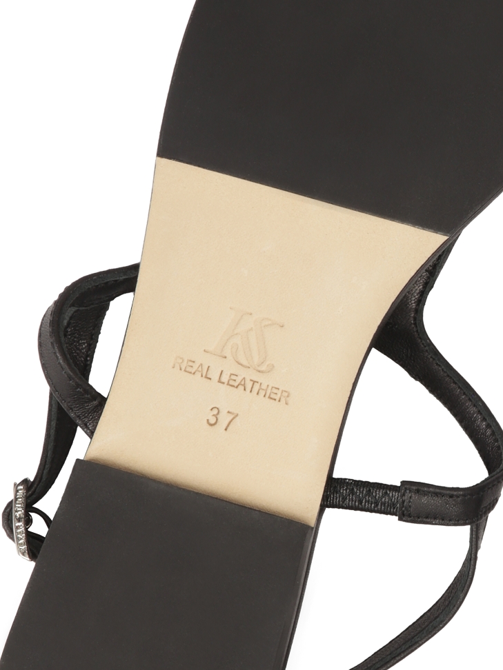 Sandali in pelle nera con punta quadrata KS MURIEL