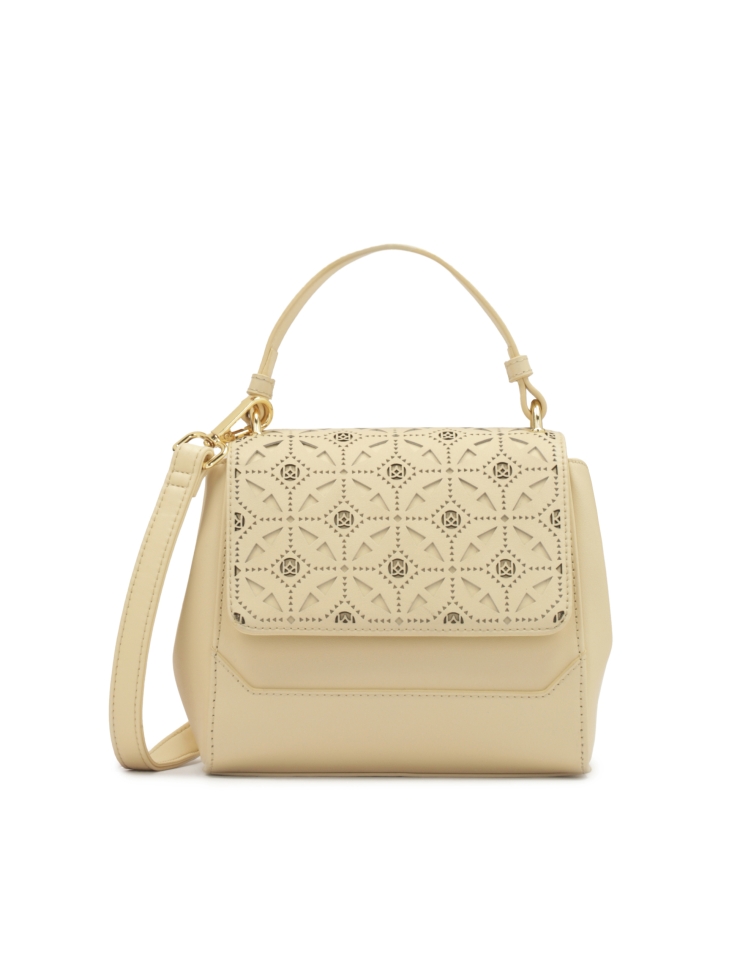 Borsetta con patta decorata con motivo traforato KRISTENA