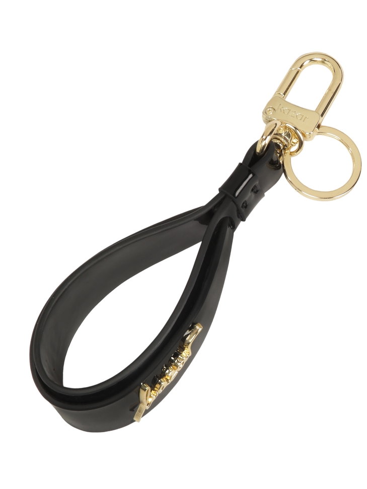 Portachiavi nero con cinturino in pelle decorato con loghi LAINEY