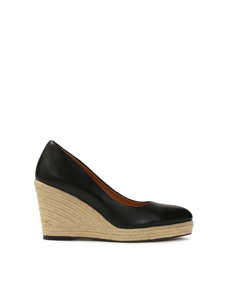 Décolleté in pelle nera su ancore OLYMPE