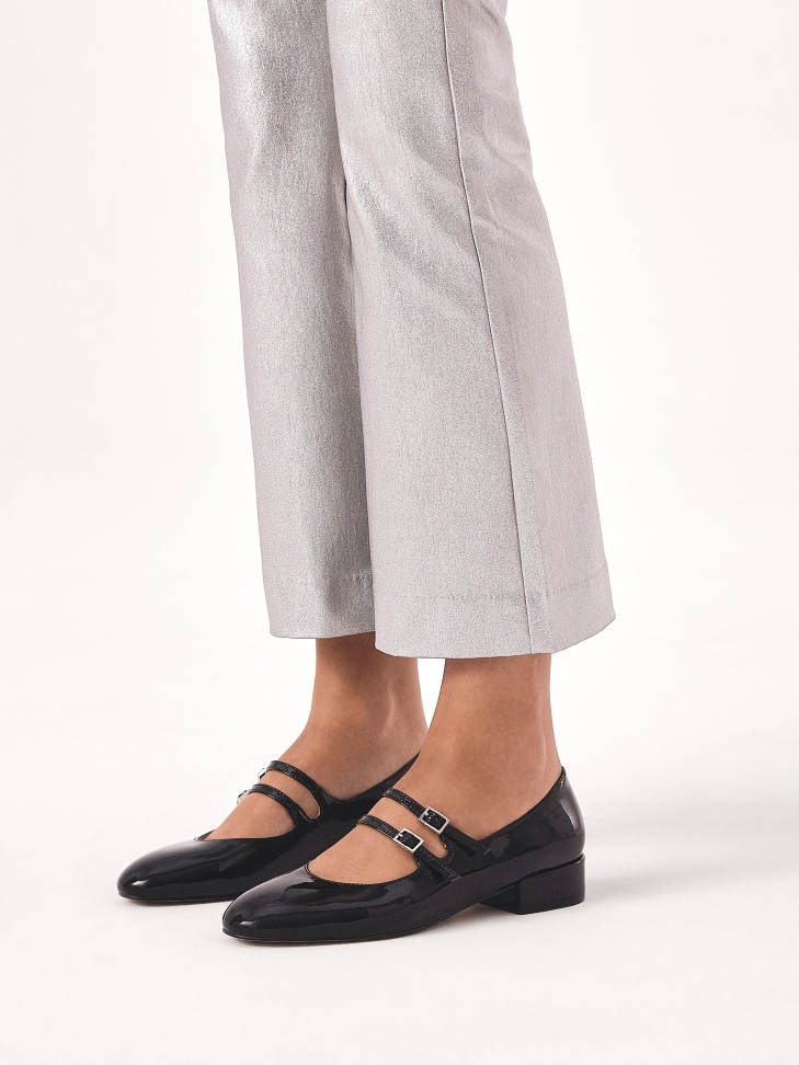 Décolleté Mary Jane nere in vernice con due cinturini KAJA