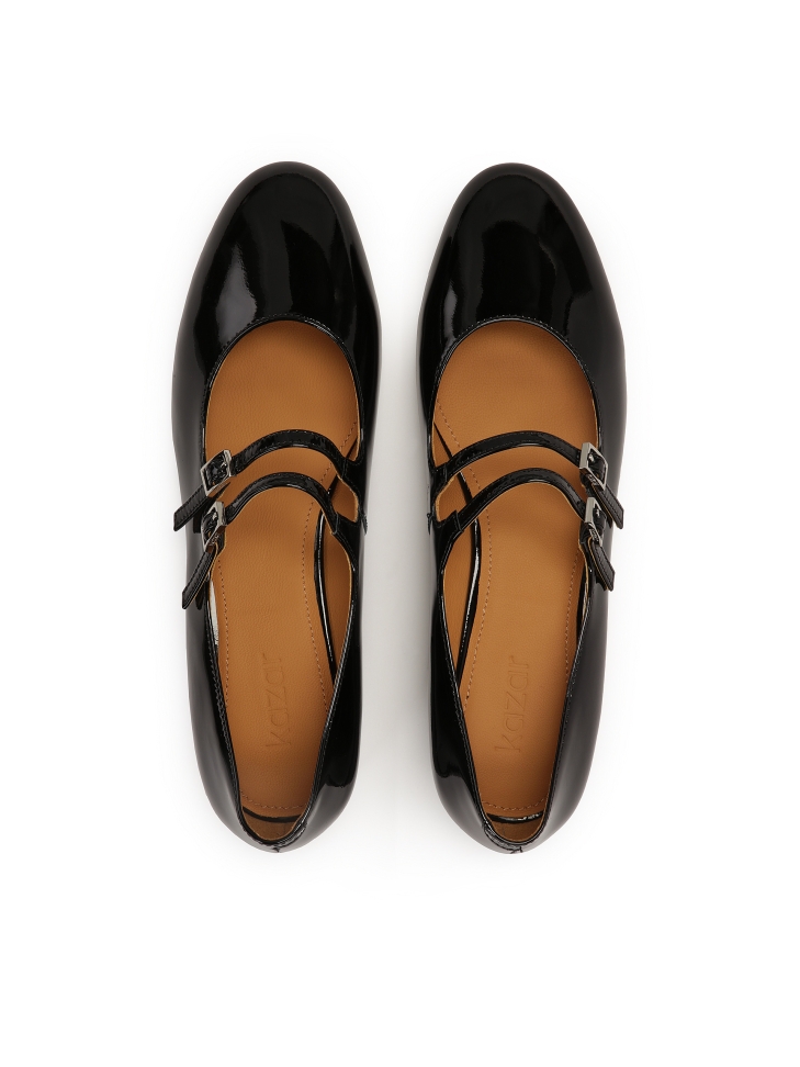 Décolleté Mary Jane nere in vernice con due cinturini KAJA