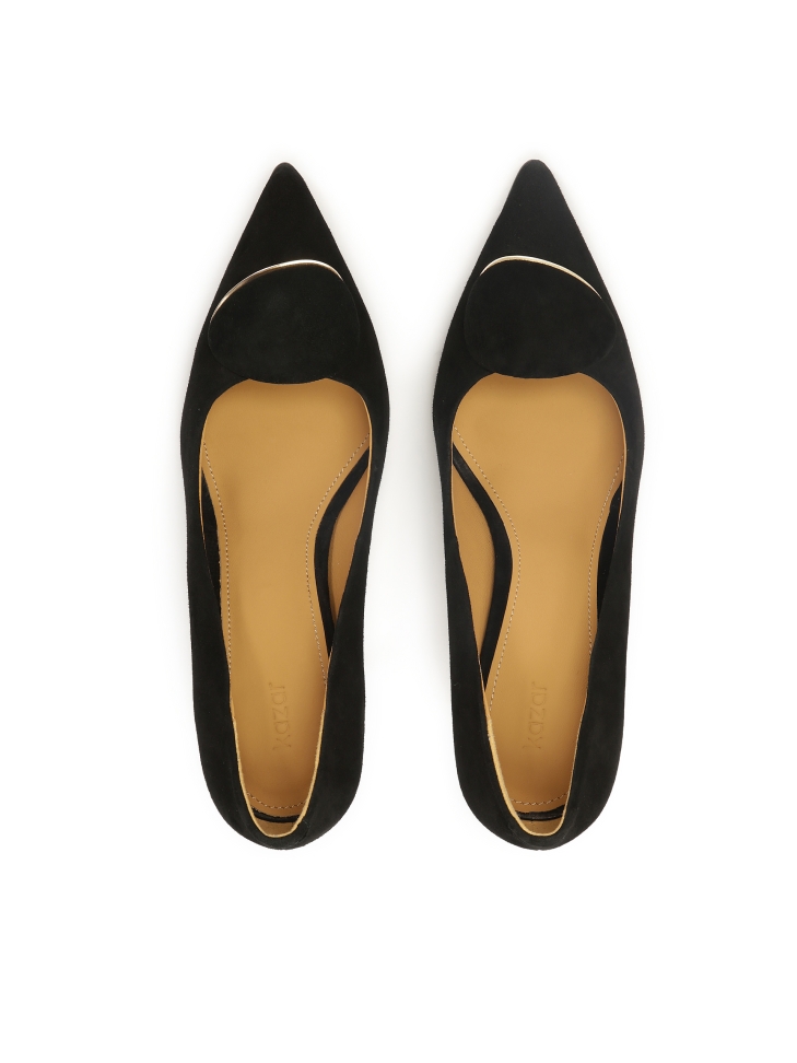 Décolleté in camoscio nero con decorazioni HONORIA