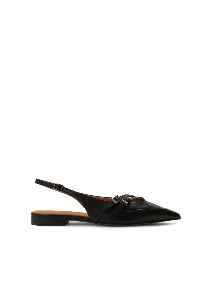 Décolletés flat slingback in pelle nera AMY