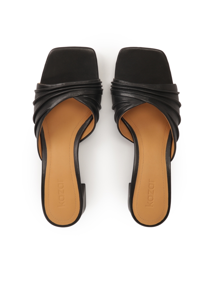 Mules con tacco e cinturino in crinkle SENA