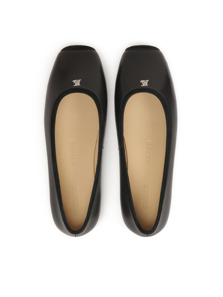 Ballerine in pelle nera con punta smussata KS GABY