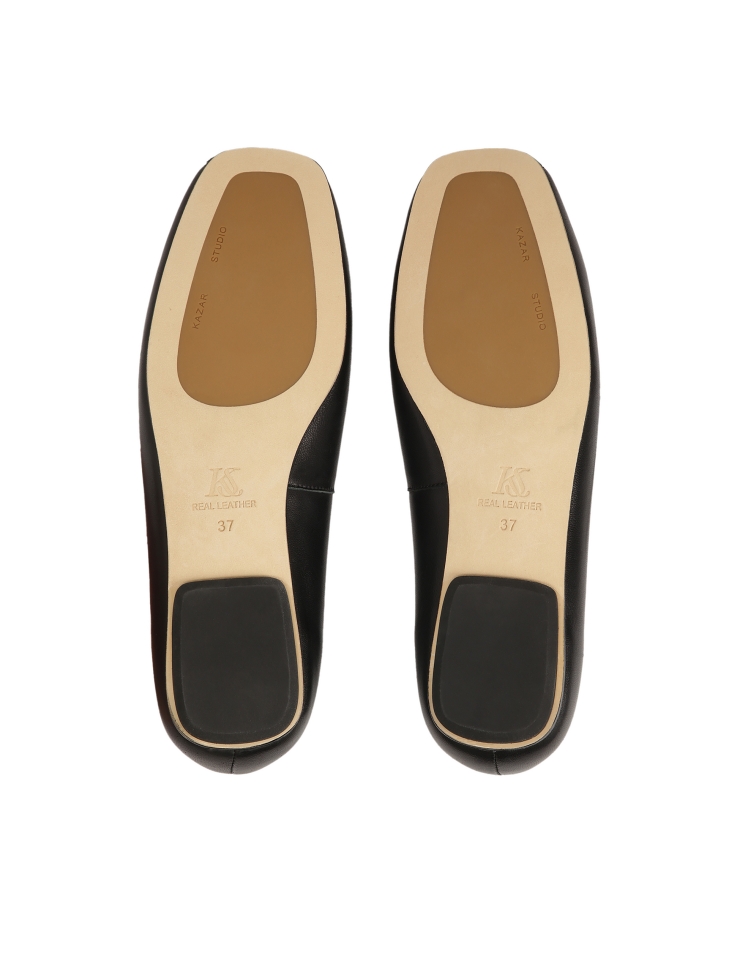 Ballerine in pelle nera con punta smussata KS GABY