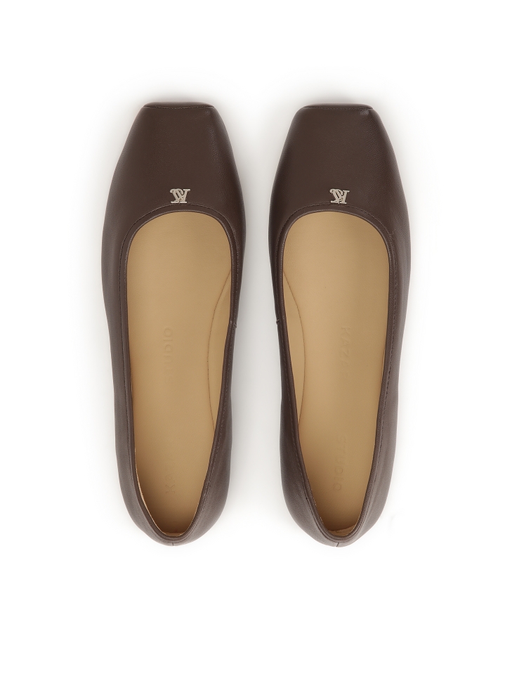 Ballerine marrone scuro con naso quadrato KS EDMEE