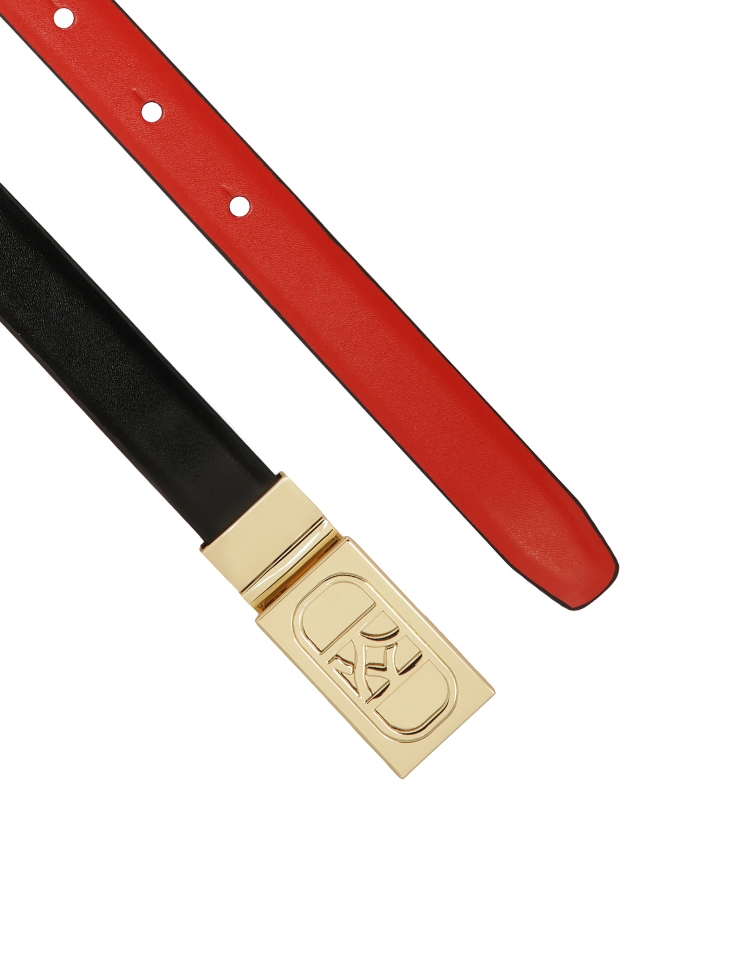 Cintura bifacciale rossa e nera con fibbia girevole ROYALTY