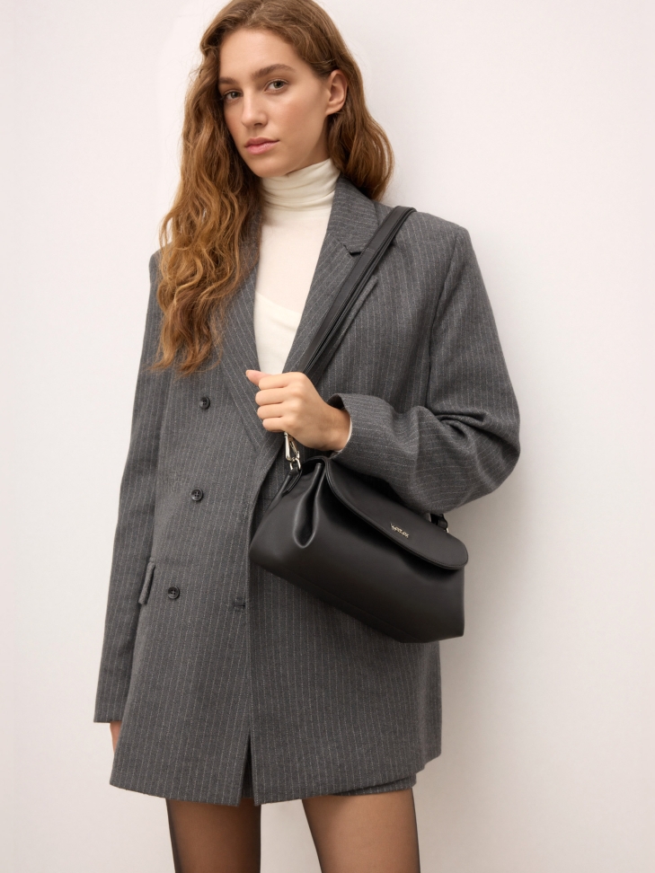 Borsa in pelle nera con cinghie staccabili ASTRE