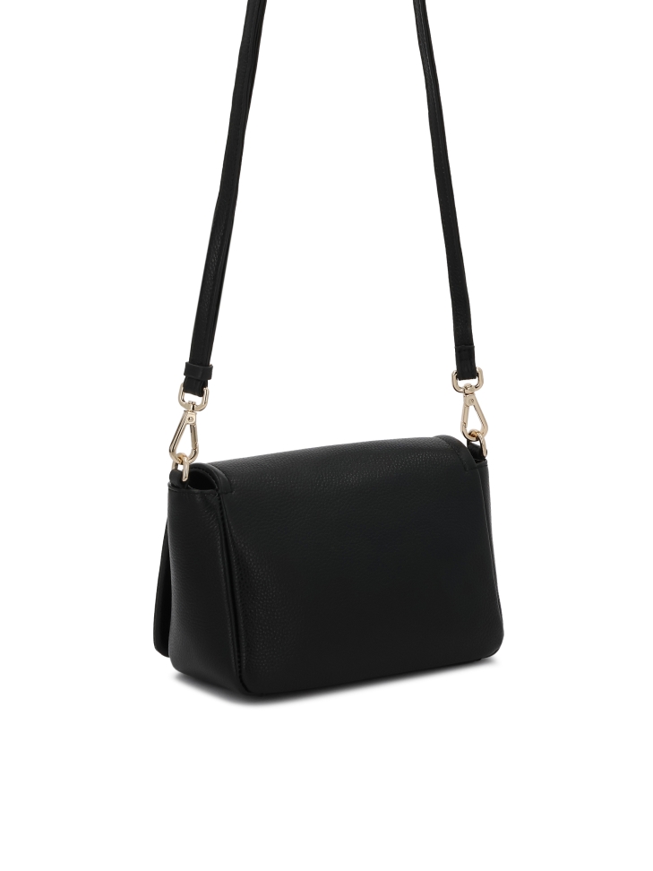 Borsetta piccola in pelle nera con patta ZIRELIA