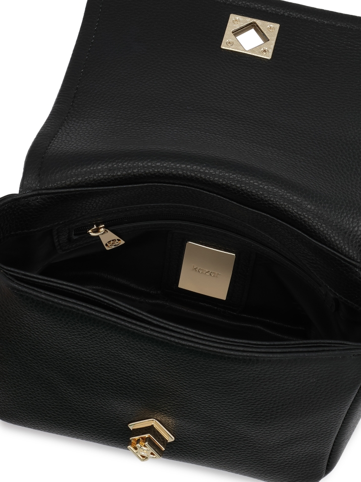 Borsetta piccola in pelle nera con patta ZIRELIA