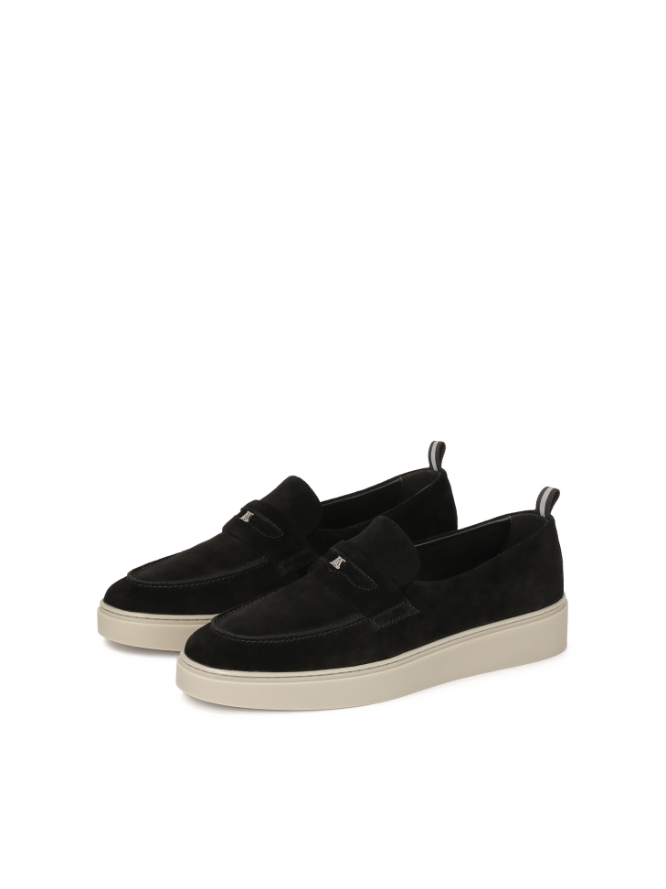 Sneakers slip-on nere con logo argentato  KS ETIENNE