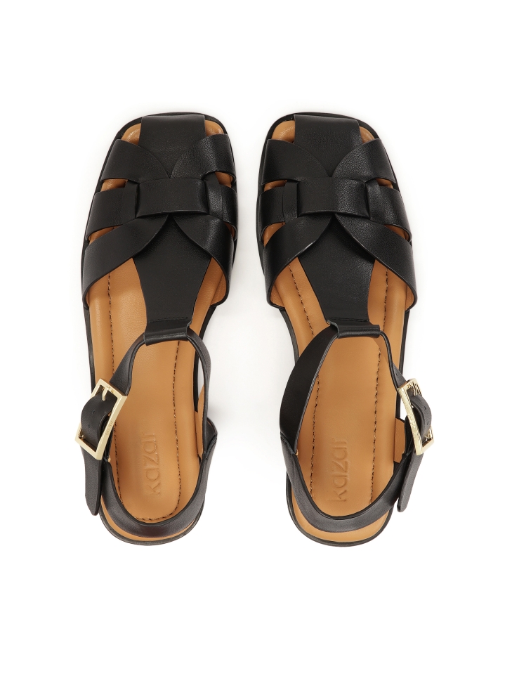 Sandali in pelle nera con parte anteriore incorporata MANORI
