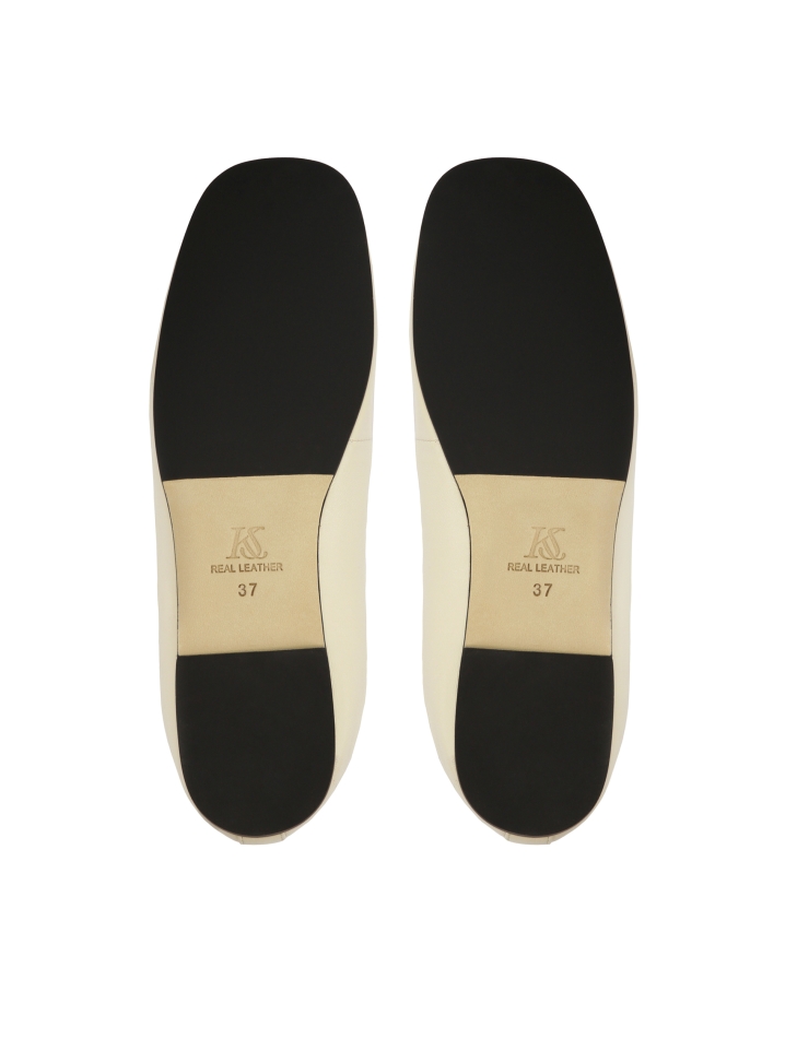 Ballerine in morbida pelle bianca con lacci e lacciuoli  KS AVRIL