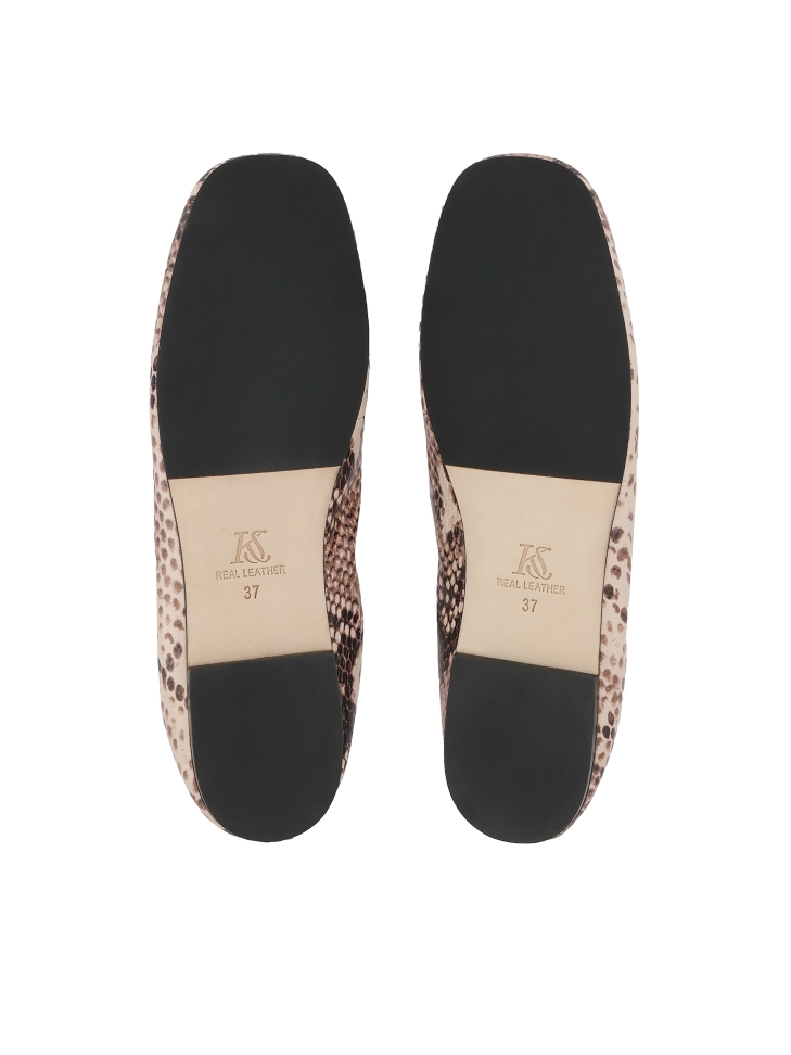 Ballerine in pelle goffrata a doppio legame KS AVRIL