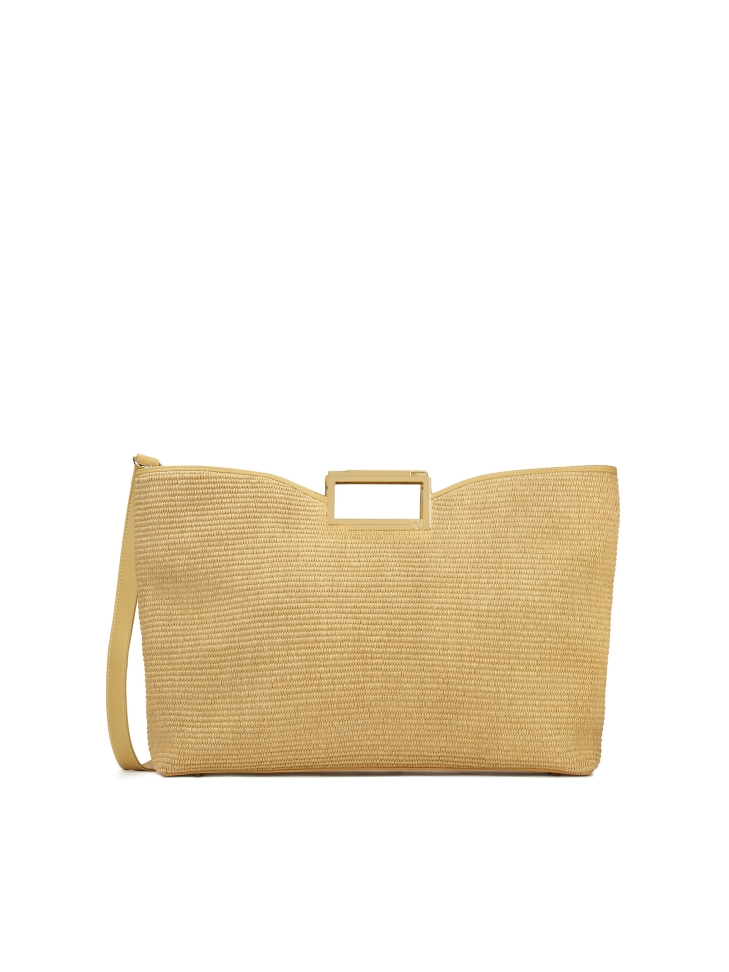 Borsa in rafia beige con manici costruiti AUDREY
