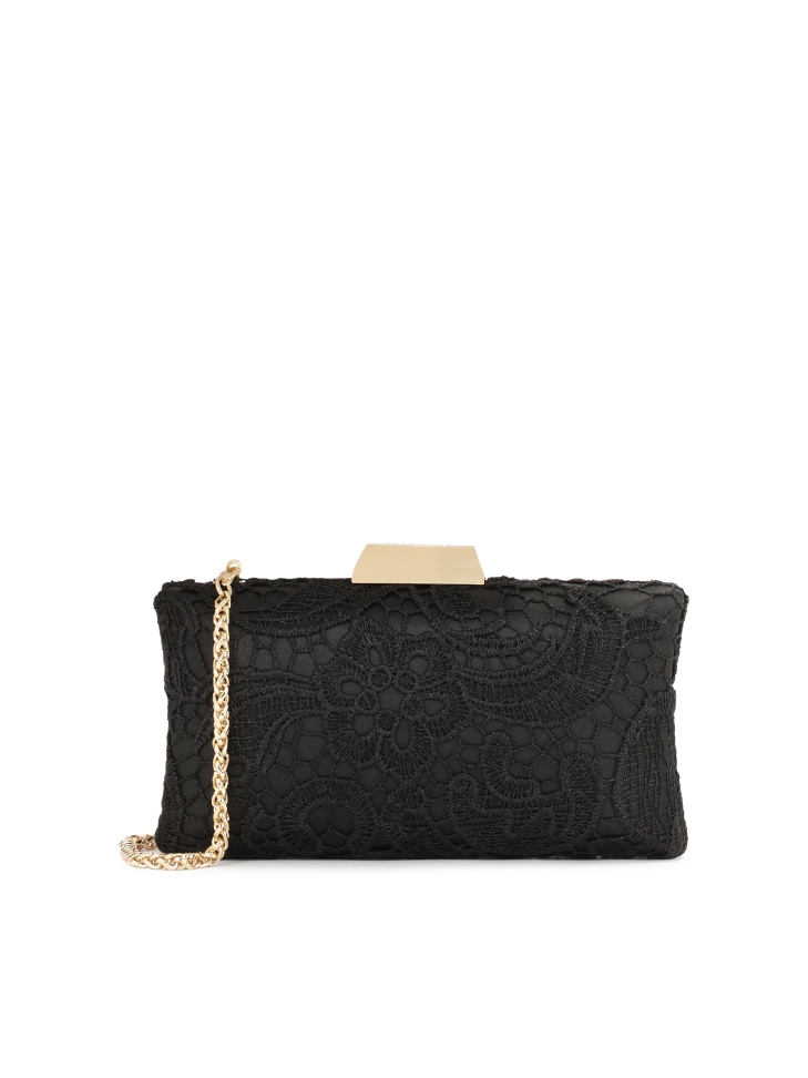 Elegante pochette nera ricoperta di guipure CARI