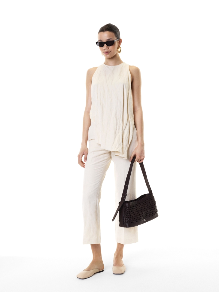 Borsetta oblunga marrone con motivo a treccia KS JOSLYNE