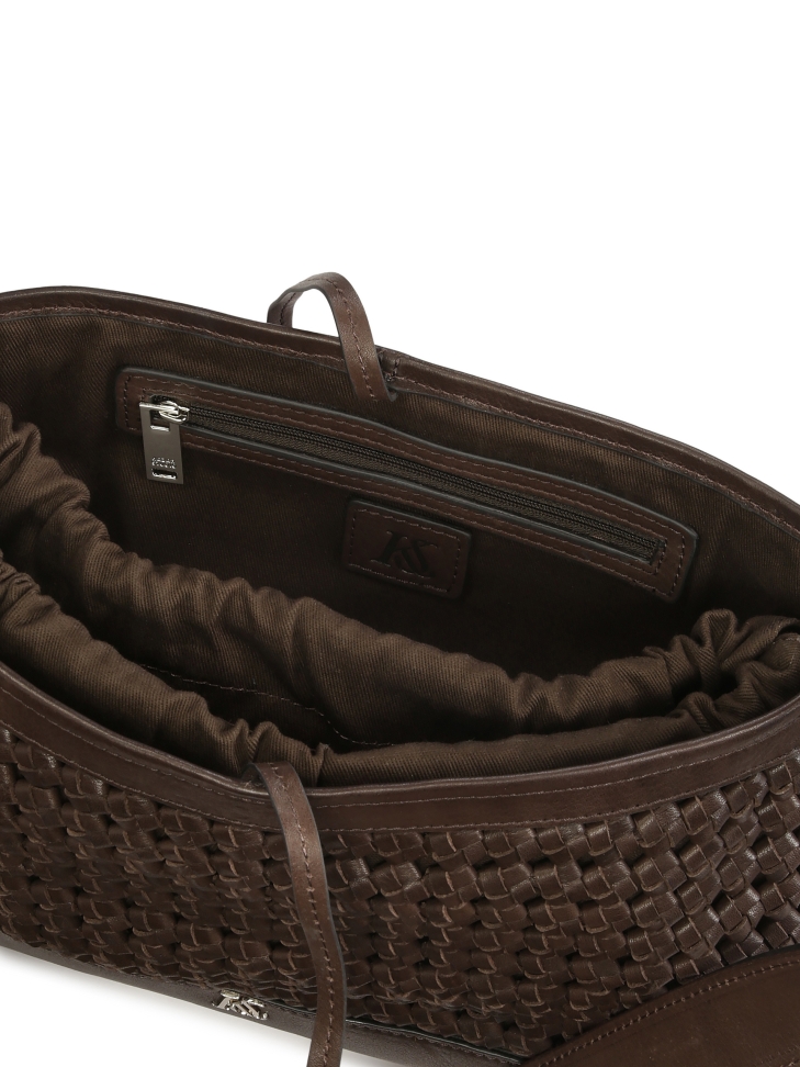 Borsetta oblunga marrone con motivo a treccia KS JOSLYNE