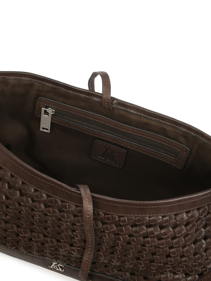 Borsetta oblunga marrone con motivo a treccia KS JOSLYNE