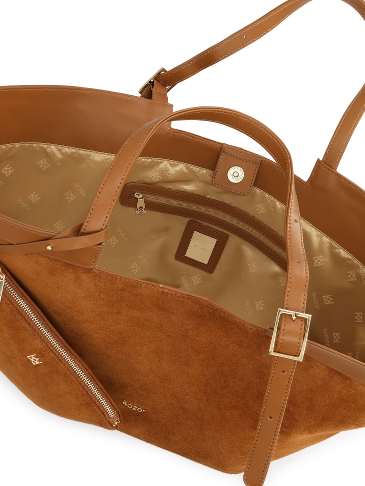 Borsa a trapezio in camoscio marrone chiaro NAN