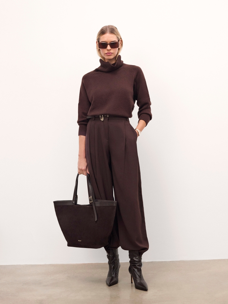 Borsa grande in pelle scamosciata marrone NAN