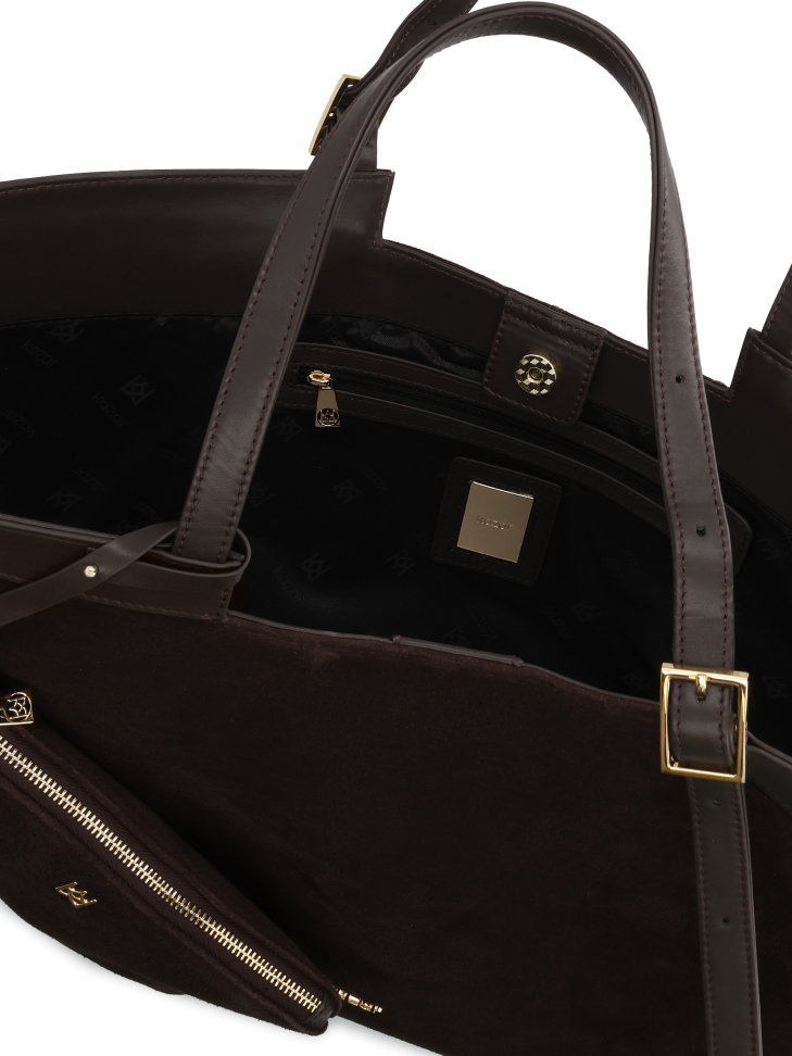 Borsa grande in pelle scamosciata marrone NAN