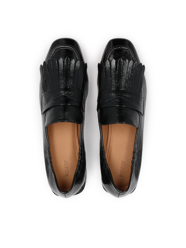 Mocassini in vernice nera stropicciata LIRENNA