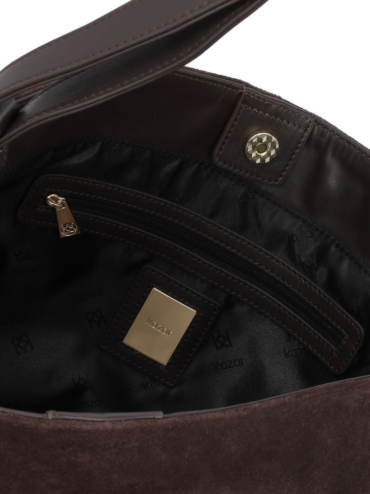 Borsa in camoscio naturale marrone dal design minimalista JERRIAR