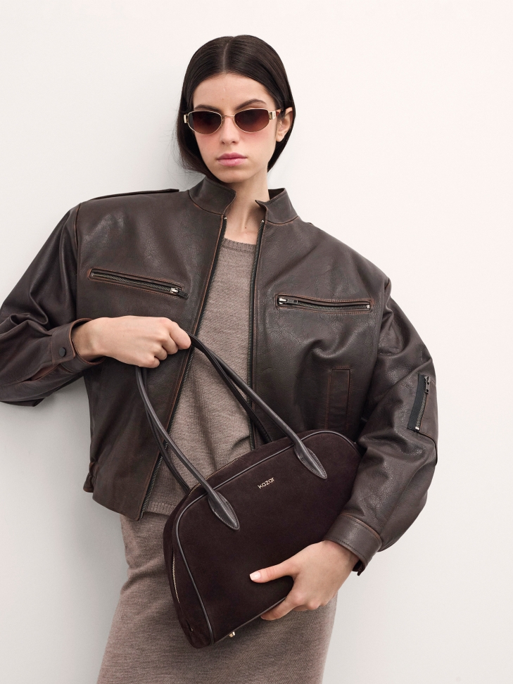 Borsa in pelle scamosciata marrone KYLE