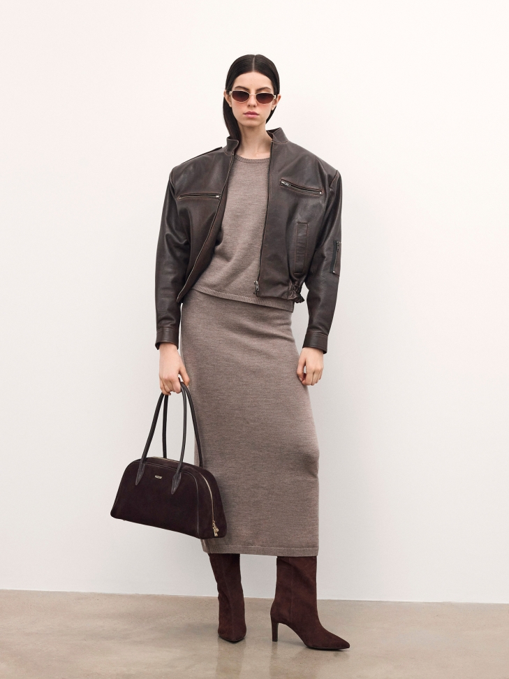 Borsa in pelle scamosciata marrone KYLE