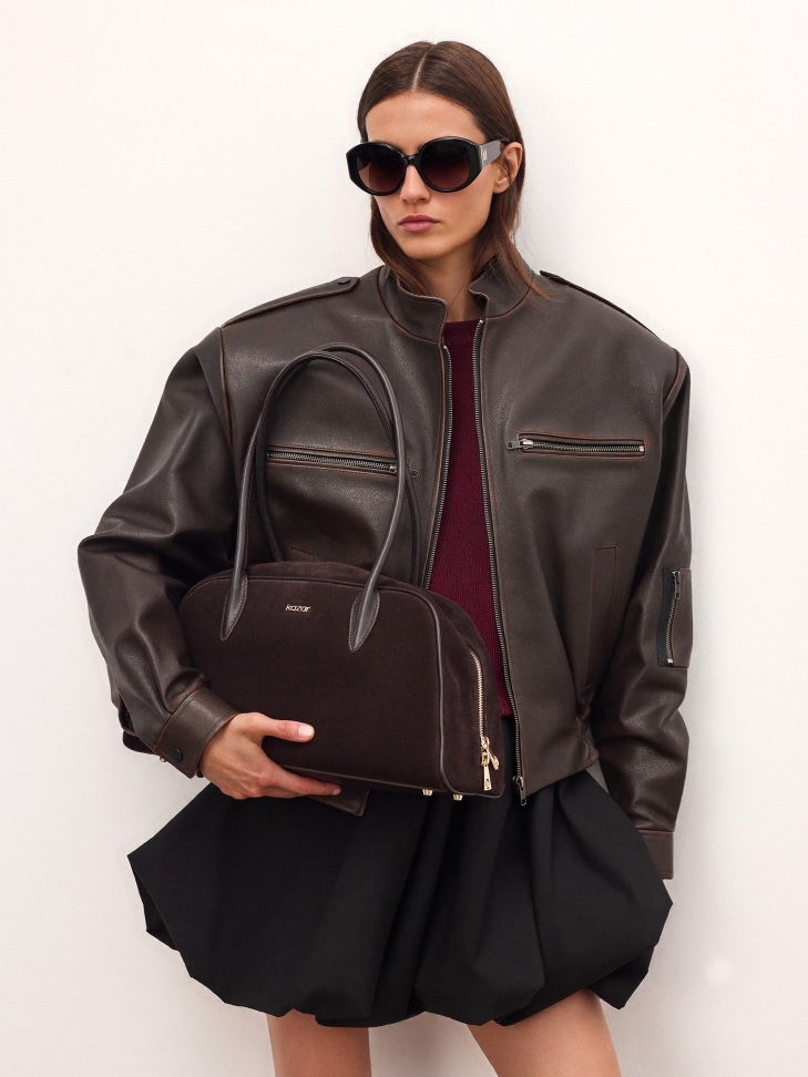 Borsa in pelle scamosciata marrone KYLE