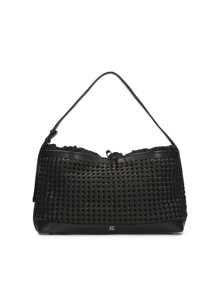 Borsa in pelle nera intrecciata KS CELENE