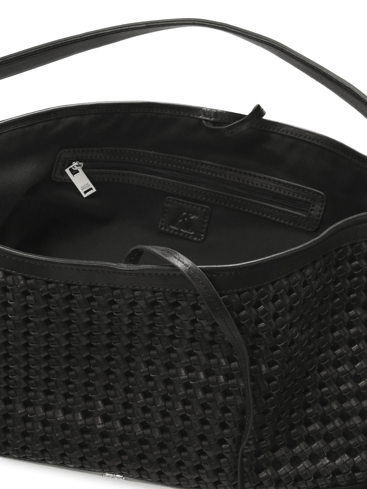 Borsa in pelle nera intrecciata KS CELENE