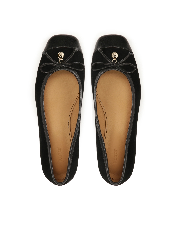 Décolleté basse in camoscio e pelle liscia ADDILYN