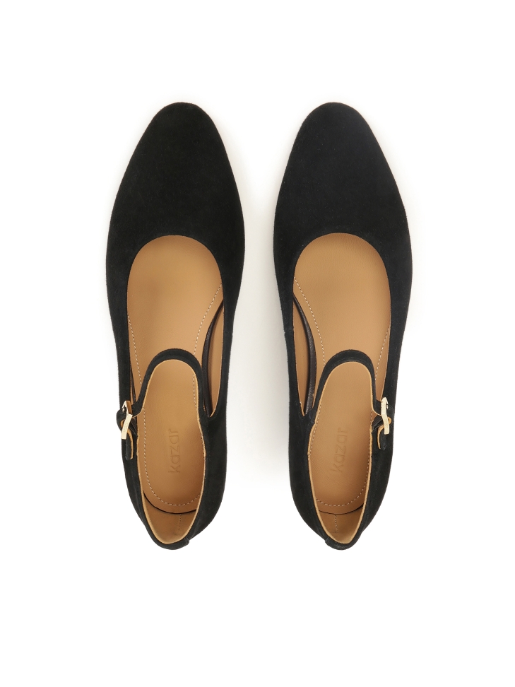 Décolleté in camoscio nero con cinturino e tacco basso RIVLA