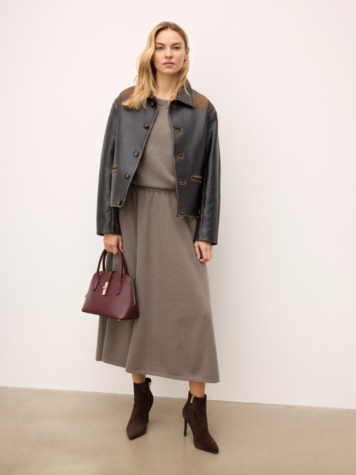 Borsa in pelle marrone con manici CYRELLA S