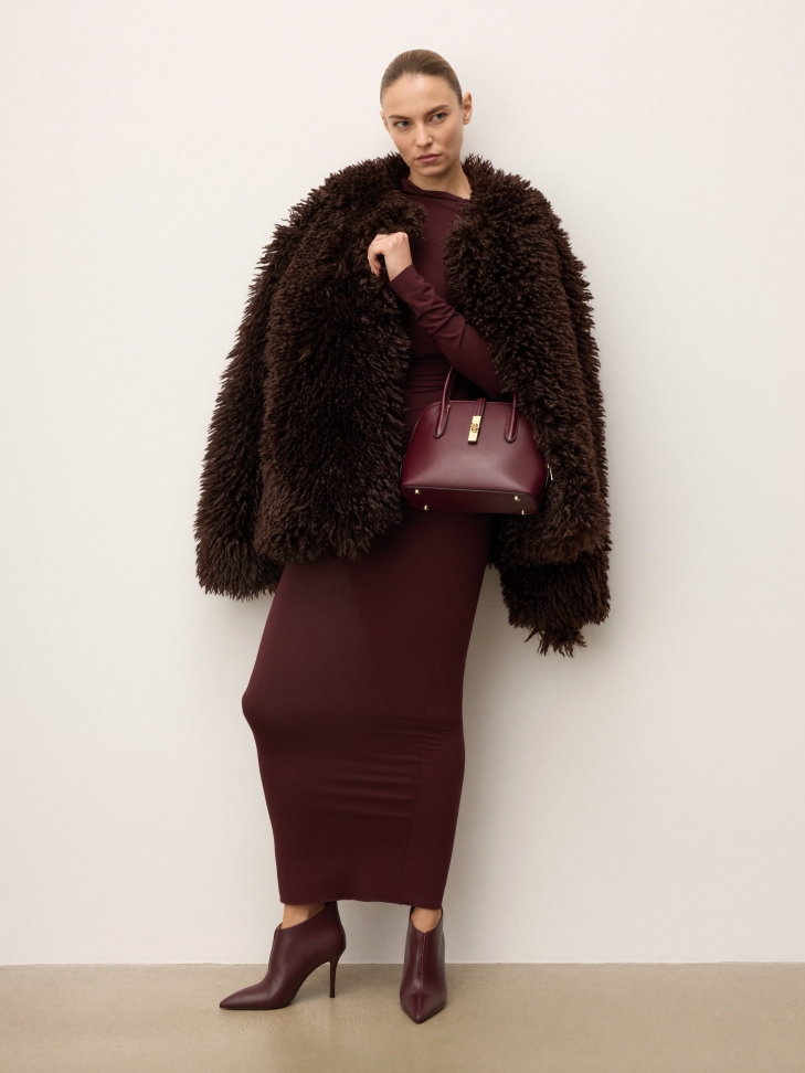 Borsa in pelle marrone con manici CYRELLA S